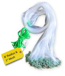 Cast Nets 4.5ft-10ft Radius|3/8",1/2",1" Mesh for Fishing with Chain Bottom, Salt Water Casting Fishing Net Gear, Easy Throw Nets Fishing Bait - Elite Series