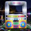 Soulchen 6 x 5 ft Inflatable Radio Boombox Decor with Built in LEDs Lighted and Air Blower, 80's 90's Party Decoration Blow up Giant Boombox for Hip Hop Birthday Disco Photo Props(Radio,Yellow)
