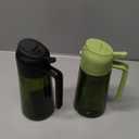 CXINYI - 16oz/470ml Olive Oil Dispenser for Kitchen with Stickers - 2 in 1 Olive Oil Sprayer for Cooking, Air Fryer, and Salad, Black&Green (Light-Proof Kitchen Gadget)