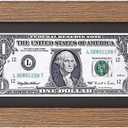 Space Art Deco, Gold Textured Dollar Bill/License Holder Frame in Black Mat, Money/Check Holder, Tempered Glass, Easel Stand for Desk or D-Ring Hangers Wall Mounting Display (Set of 1)