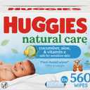 Huggies Natural Care Cucumber, Aloe and Vitamin E Baby Wipes, Hypoallergenic, Scented, 10 Flip-Top Packs (560 Wipes Total), Packaging May Vary