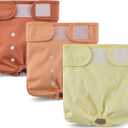 Amazon Basics Washable Dog Diapers, Highly Absorbent, Female, L Size, 3 Pack, 17.8 x 17.3 x 0.25, Colors- Cinnamon, Peach, Pale Olive