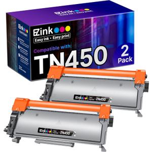 E-Z Ink Compatible Toner Cartridge Replacement for Brother TN450 TN420 TN-450 TN-420 Compatible with HL-2270DW HL-2280DW HL-2230 MFC-7360N MFC-7860DW DCP-7065DN Intellifax 2840 2940 (2 Black)