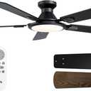 TCL Ceiling Fans with Lights, 52 Inch Low Profile Ceiling Fan with Light and Remote Control, Flush Mount, DC Reversible Motor, Noiseless, 6 Speeds Ceiling Fan for Bedroom (Black)