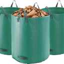 VEVOR 3-Pack 72 Gallon Reusable Yard Waste Bag, Large Lawn Garden Bags, Heavy Duty Collapsible Garden Leaf Trash Container, Stand-Up Grass Clipping Bin, with Reinforcement Ring and Handles, 26.4x30 in