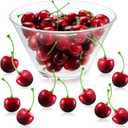 Skylety 50 Pieces Fake Cherries Artificial Cherry Fruit Decorations Simulation Cherry Party Decorations for Cake Decor Home Kitchen Cabinet Photography Prop Cognitive Party Favors (Dark Red)