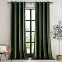 EMEMA Velvet Curtains 96 Inches Long, Olive Green Luxury Blackout Curtains for Living Room, Grommet Room Darkening Elegant Thermal Insulated Window Treatment for Bedroom W52 x L96, 4 pieces