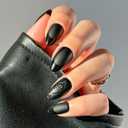 Harry Potter x Glamnetic Press On Nails - Deathly Hallows | Black Harry Potter Graphic Short Almond Fake Nails in a Matte & Glossy Finish | 15 Sizes - 30 Nail Kit with Glue