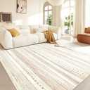 Area Rugs for Living Room: 5x7 Washable Boho Rug for Bedroom Large Neutral Bohemian Moroccan Farmhouse Geometric Dining Room Rugs Ultra Soft Floor Carpet Indoor for Home Office - Brown