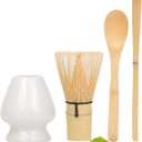 Matcha Whisk with Matcha Whisk Holder Bamboo Whisk Scoop Spoon Unique Gifts for Women Men Girl Friend Home Kitchen Decor Gifts for Tea Enthusiasts White