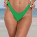RELLECIGA Women's Thong Bikini Bottom Brazilian High Leg Bathing Suit Bottom (Green, L)