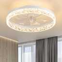 KDG 15.8" Low Profile LED Ceiling Fans with Light, Reversible Flush Mount with Remote and 6 Winds Speeds Fan Lighting, 3 Colors Dimmable for Bedroom, Living Room, Kids, Dinning Room, Kitchen (White)