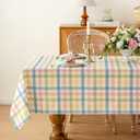 JIALE Easter Gingham Tablecloth, Rectangle Table Cloth 52x70 Inches Buffalo Checkered Table Cover for Mothers Day Spring Summer,Dining Tablecover for Picnic/Party/Birthday (Yellow Green)