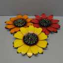 Sunflower Outdoor Metal Wall Art - 3Pack 9" Metal Flowers Wall Decor for Porch, Garden, Yard - Weather-Resistant Indoor Floral Wall Art - Durable Outdoor Wall Decor (yellowredorange)