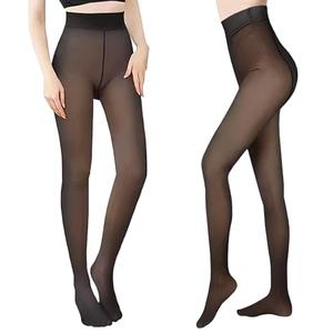 DQCUTE Black Tights for Women Plus Size Fleece Lined High Waist Sexy Opaque Thermal Tights Footed Party Stockings 1 Pair ,Size S-M