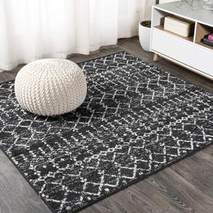 JONATHAN Y Boho Vintage Diamond Black/Ivory Square Area Rug 3X3 ft, Moroccan Hype for Living Room, Bedroom, Kitchen, Office, Easy-Cleaning, High Traffic, Pet-Friendly, Non-Shedding (MOH101D-3SQ)