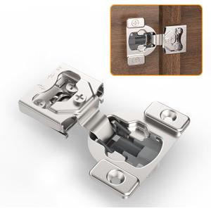 Pack of 50 3/4" 4D Concealed Hinges for Face Frame Door, Soft Close On/Off Switch, Self Closing, 105 Open Angle Concealed Stainless Steel Hinges for Framed Cabinet, Satin Nickel