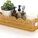 Scalloped Wicker Toilet Tank Basket for Bathroom Rattan Edge Basket Storage Organizer Toilet Paper Holder for Bedroom Living Room Countertop Shelves