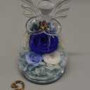 Gifts for Women Preserved Rose Forever Flower in Glass Angel Figurines Fresh Flowers for Delivery Prime Mothers Day Birthday Gifts for Mom Real Blue Roses for Grandma Sister Wife Her from Daughter (Blue (Rose, Austin, Baby's Breath, Hydrangea))