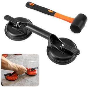 Laminate Floor Gap Repair Tool Kit -Aluminum Floor Gap Fixer with Rubber Mallet for Laminate, Vinyl Plank,SPC&Floating Floor Installation|Gap Closer for Smooth Surface Flooring (Black)