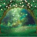 Funnytree 82" x 59" Spring Enchanted Garden Backdrop Forest Fairy Wonderland Woodland Background Wedding Baby Shower Birthday Party Banner Cake Smash Decor Studio Portrait Prop Photobooth