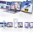 Laptop Screen Extender Monitor Portable - 2.5K Triple Laptop Screen Extender, Plug and Play Multiple Screens Extended Fits 13-17.3 Inch Laptops Compatible with, Windows, Chrome, Dex (Silver)