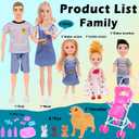 dollbie Dolls Family Playset with Baby Stroller Set- 6 People, Pets & Accessories for 3-12 Years Old | Toddler Gift with Pregnant Mom, Dad, 3 Kids, Dogs, and Interactive Play