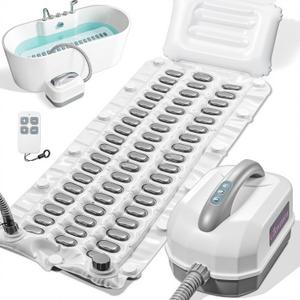 Bath Mat with Bubbles, 6-Speed Portable Bathtub Massager with Remote Control, Waterproof Non-Slip Spa Mat for Full Body Relaxation at Home