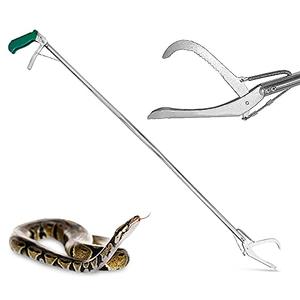 IC ICLOVER Professional 52 Inch Upgrade Heavy Duty Extra Long Snake Tongs Reptile Grabber Rattle Snake Catcher Wide Jaw Handling Tool with Non-Slip Grip Handle
