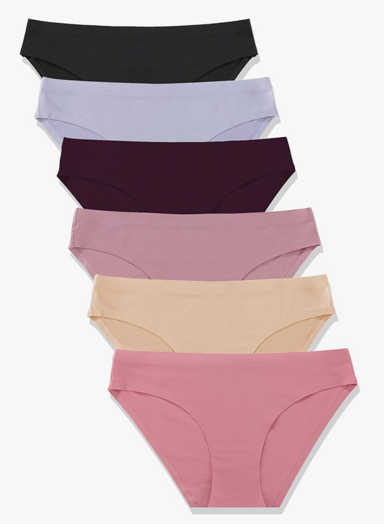 FINETOO 6 Pack Women’s Seamless Hipster Underwear No Show Panties Invisibles Briefs Soft Stretch Bikini Underwears XS-XL