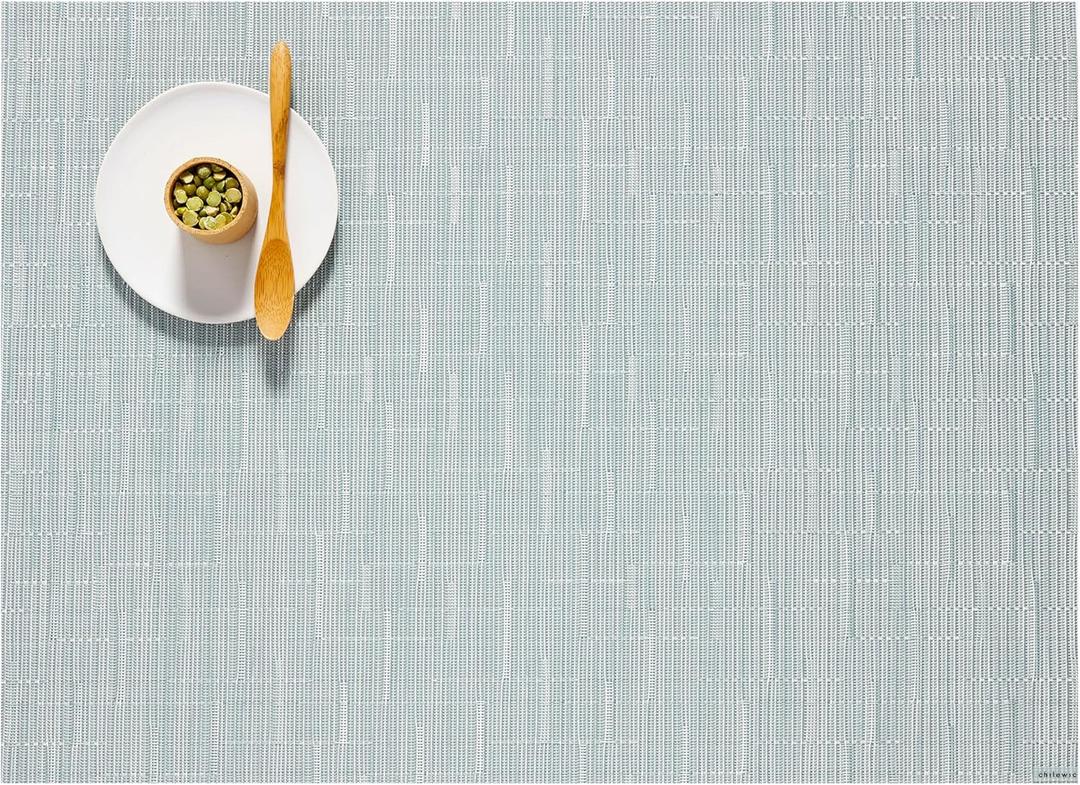 Chilewich Bamboo Placemats Set of 4, Woven Rectangle Placemats | Reusable, Stain-Resistant, Indoor/Outdoor Tabletop Protection, 19" x 14", Seaglass, 14"x19"