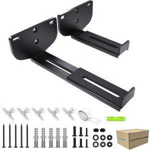 Soundbar Wall Mount Bracket Universal Speaker Mounting [ MAX 38LBS] Depth Adjustable (3.3"-6.5") for Samsung, Vizio, LG, Sony, JBL, Bose, and More Sound Bar Mounts Under TV Soundbar Shelf