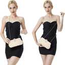 UBORSE Women Pearl Clutch Bag Noble Crystal Beaded Evening Bag Wedding Clutch with Pearl Chain (Cream-coloured)