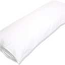Amazon Basics Body Pillow Pillowcase with Zipper, 100% Cotton Hypoallergenic, Pillow Protector, White (55 x 21 Inches), Pillows Not Included