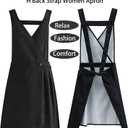 Vintage Apron Dress for Women with Pockets Fashion Cute Art Chef Aprons for Kitchen Cooking Baking Gardening (Black,black)