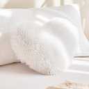 MOOWOO White Fluffy Heart Pillow, Faux Fur Throw Pillow,Sherpa Plush Fluffy, Cute Soft Throw Cushion, Valentines Day,Thanks Giving Days,Christmas Day Decorative for Home Bed Couch Heart Shape (15.7*15.7inches)