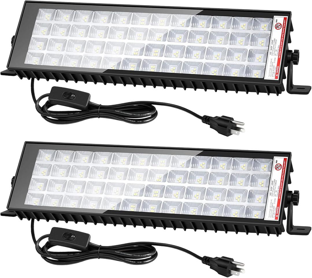 2Pack 120W LED Shop Light 11000LM, Plug in Garage Light with 9.8FT Cord and On/Off Switch, 6000K Workshop Lighting for Garage Workbench Warehouse Factory Yard Outdoor,IP66 Waterproof