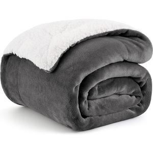 Bedsure GentleSoft Sherpa Fleece Throw Blanket for Couch - Thick and Warm Throw for Women and Men, Soft Fuzzy Plush Car Blanket for Winter, Charcoal, 50x60 Inches