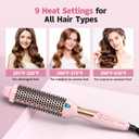 Farery Thermal Brush Extra Long Barrel, 1.5 Inch Hot Curling Wand for Big Bouncy Curls, Non-Blowing Heated Round Brush, Ceramic Curling Wand for Medium & Long Hair, 9 Adjustable Temps, Dual Voltage