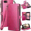 XcaseBar for iPhone SE 3rd/7/8 Wallet case with Zipper Credit Card HolderRFID Blocking, Flip Folio Book PU Leather Phone case Shockproof Cover Women Men for Apple SE case Rose Red