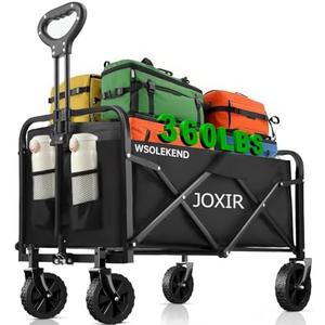 Joxir Collapsible Wagon Cart Foldable 360lbs Capacity, Lightweight Portable Beach Wagon, Shopping Carts with Wheels for Grocery, Camping, Shopping, Beach, Fishing, Garden Cart