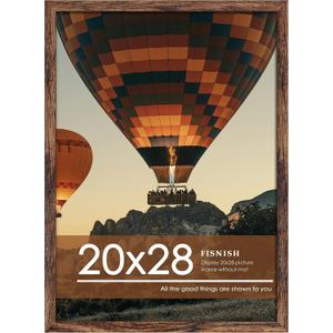 20x28 Picture Frame, Classic Brown 20 x 28 Poster Frame for Horizontal or Vertical Wall Mounting, 1 Pack