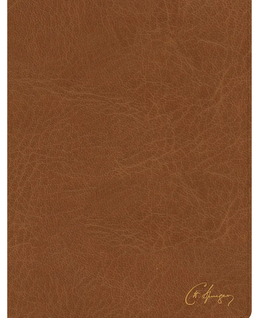 KJV Spurgeon Study Bible, Tan LeatherTouch, Black Letter, Pure Cambridge Text, Study Notes and Commentary, Quotes, Sermons Outlines, Easy-to-Read Bible MCM Type