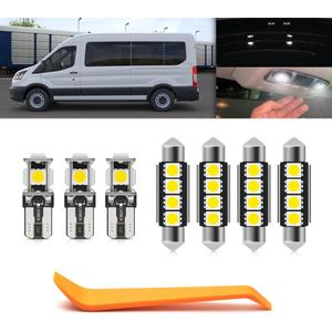 7PCS LED Interior Dome Cargo Light Replacement Kit Led for 2015-2024 F-ord Transit Cargo Van 150 250 350 350HD Map Dome Rear Load Area Luggage Compartment Lights T10 42mm Festoon Bulb Kit Set