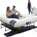 Ivation EZ-Bed (Full) Inflatable Air Mattress with Frame & Built-in Pump - 3 Min Self Inflate/Deflate - Raised Blow up Bed with Legs, Auto Shut Off, Premium Coil Design, Wheeled Portable Case