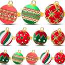 WILLBOND Christmas Ball Ornaments Napkin Rings Set of 12 Christmas Napkin Rings Holders for Table Decoration Accessories, Dinner Parties, Weddings, Thanksgiving(Classic Style,Red, Green, White)