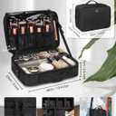 Relavel Travel Makeup Train Case Makeup Cosmetic Case Organizer Portable Artist Storage Bag with Adjustable Dividers for Cosmetics Makeup Brushes Toiletry (medium black)