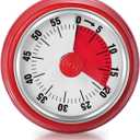 Visual Timer, Teeloray 60-Minute Countdown Timer, Kitchen Timer with Magnetic Base, Mechanical Clockwork, Ringer Alert, Time Management Tool for Children and Adults, Study/Work/Cooking (Red)