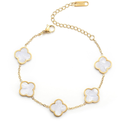 18K Gold Plated Clover Lucky Bracelet for Women White/Black/Red/Green Flower Four Leaf Link Bracelets Trendy Jewelry Gifts for Women