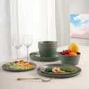 Melamine Dinnerware for 4, 12 Pieces Unbreakable Matte Plastic Plates and Bowls set, Kitchen Dish set BPA Free, Dishwasher Top Safe, Not Microwave, Not Oven (Green)